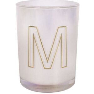 Letter M Scented Monogram white Candle 1oz jar Roselle tea scent